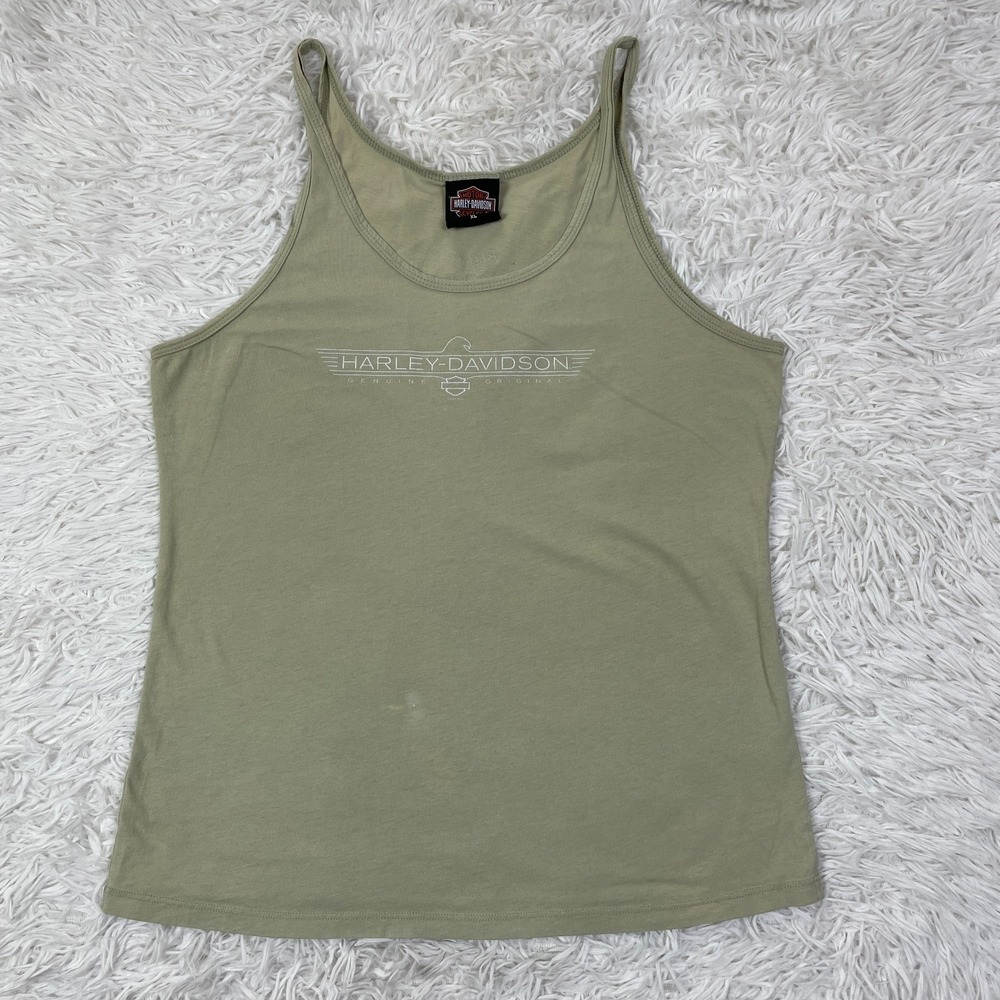 VTG Harley Davidson Shirt Womens XL Green‎ Tank Top San Marcos CA USA Made